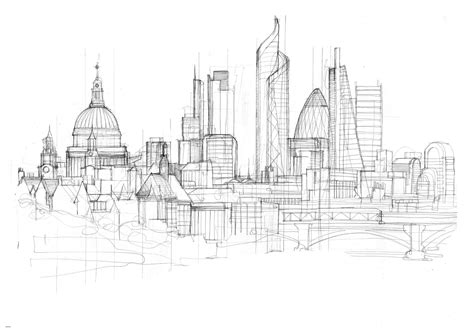 London Skyline Sketch | Dessin au crayon, Comment dessiner un cheval, Crayon à dessiner