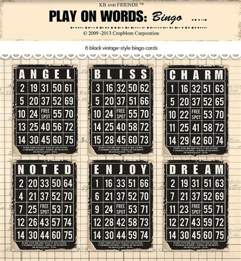 Vintage Black Bingo Cards / Printable Bingo Cards / Digital Bingo Cards / Digital Collage Sheet ...