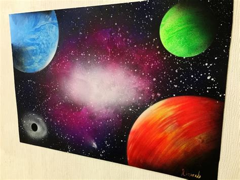 Spray paint art Space painting Galaxy painting Planet painting | Etsy