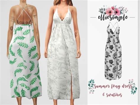 Elliesimple - Summer Long Dress - The Sims 4 | Long summer dresses, Dress, Long dress