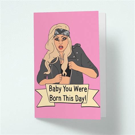 Lady Gaga Happy Birthday Greetings Card Baby You Were Born | Etsy