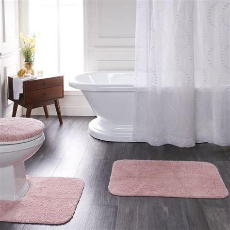 Mainstays Basic Bath Rug 3 Piece Set, Daylily Pink, 19.5" x 32", Contour, & Lid Cover - Walmart.com