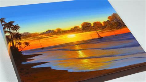 Sunset Beach Painting | Canvas Painting | Acrylic Painting For ...