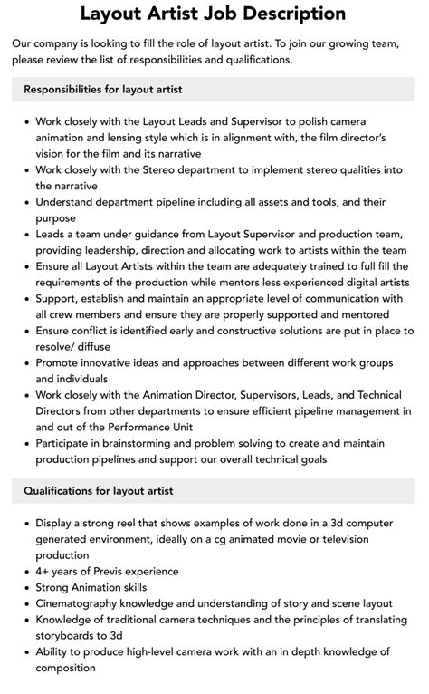 Layout Artist Job Description | Velvet Jobs