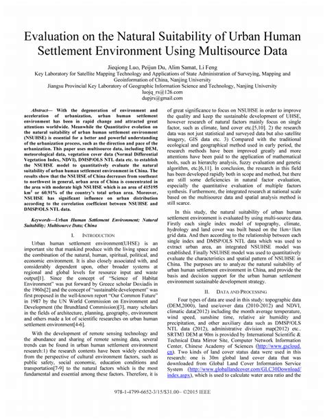 (PDF) Evaluation on the natural suitability of urban human settlement ...