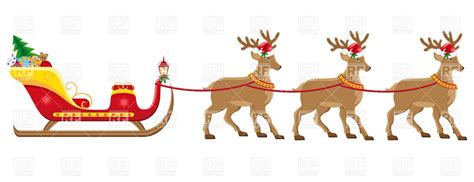 Christmas Reindeer Clip Art | Santa's Christmas sleigh with reindeer harness, download royalty ...