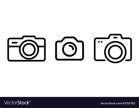 Camera line icon stroke photo outline logo Vector Image