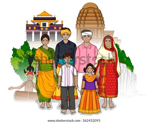 Vector Design Chhattisgarhi Family Showing Culture Stock Vector ...