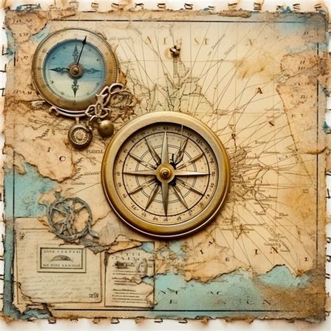 Vintage Compass And Map Art Free Stock Photo - Public Domain Pictures