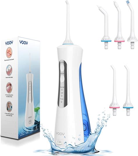 YOOY Water Flosser Cordless for Teeth Dental Oral Irrigator Portable with 5 Jet Tips and ...