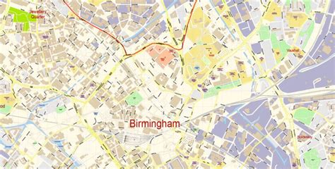 Aston PDF Map Birmingham England extra detailed City Plan Editable