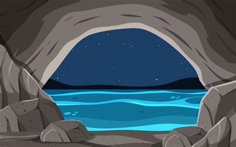 Sea cave background in cartoon style 7012460 Vector Art at Vecteezy