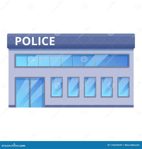 Police Station Building Icon, Cartoon Style Stock Vector - Illustration ...