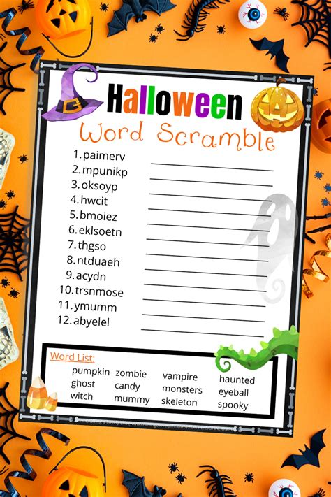 Halloween Word Scramble Free Printable