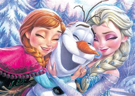 Frozen hug, art, anna, luminos, elsa, rhugs, snowman, winter, iarna, fantasy, HD wallpaper | Peakpx