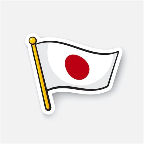 Bandera de japón en el símbolo de flagstaff para viajeros ilustración vectorial | Vector Premium