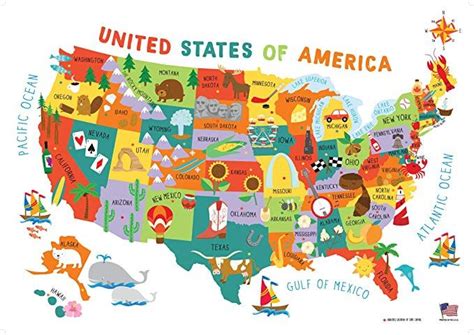 Swiftmaps 28x40 United States USA US Children's Wall Map Mural Poster Laminated for Kids Oregon ...