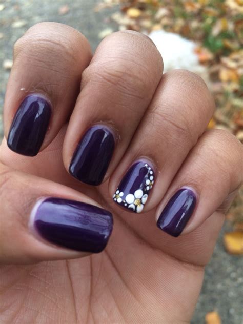 Dark purple gel polish with designs | Purple nail designs, Purple gel nails, Dark purple nails