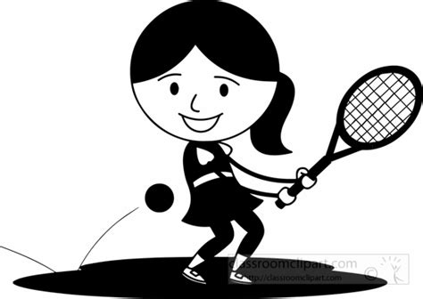 Sports Black and White Outline Clipart - black-white-hitting-tennis-ball-with-back-handclipart ...