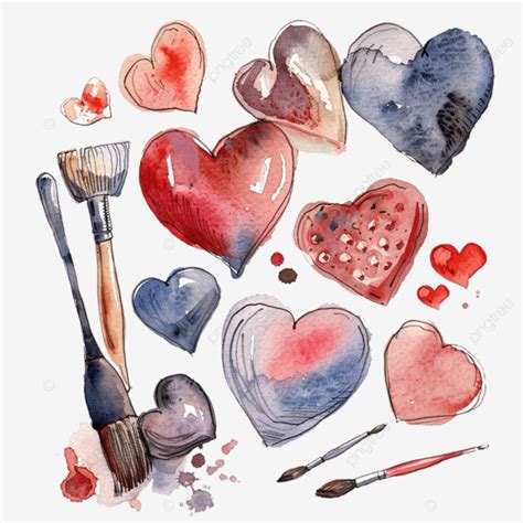 Heart Shaped Objects Watercolor Painting, Art, Watercolor, Painting PNG Transparent Image and ...