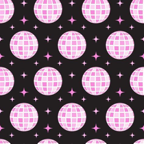 Pink groovy disco ball seamless pattern. Cute girly background in retro style. 11160814 Vector ...