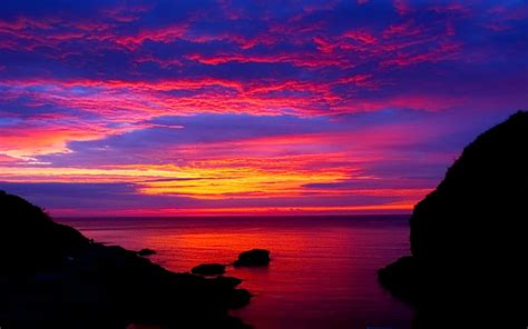 COLORFUL SKY, cove, colors, sunset, sky, sea, HD wallpaper | Peakpx