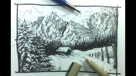 √ Landscape Easy Ink Drawing Pen Sketch - Popular Century