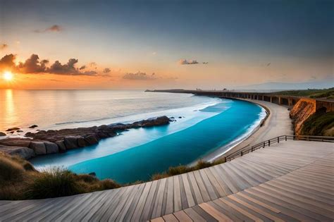 Premium AI Image | The view from the balcony of the beach house.