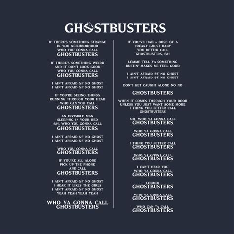 Ghostbusters Lyrics - 80s - T-Shirt | TeePublic