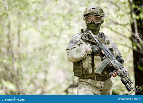 Soldier in Camouflage and Helmet Stock Photo - Image of battle, adult ...