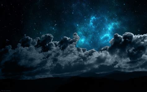 landscape, Night, Space, Clouds, Mountain, Silhouette Wallpapers HD / Desktop and Mobile Backgrounds