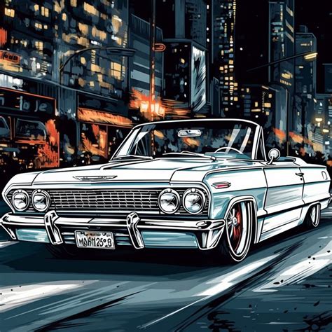 Lowrider Art 1963 1964 Chevrolet Impala Low Rider Chevy Car Poster Wall Artwork Printable ...