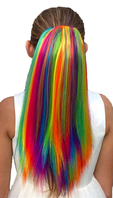 Rainbow Hair Extensions for Kids: Rainbow Party Highlights Color Hair ...