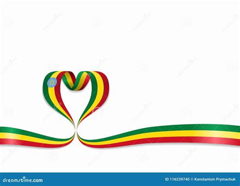 Ethiopian Flag Heart-shaped Ribbon. Vector Illustration. Stock Vector - Illustration of flag ...