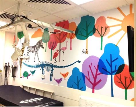 Beautiful cheerful wall mural for examination room in Children's hospital by Jenny Bowers ...