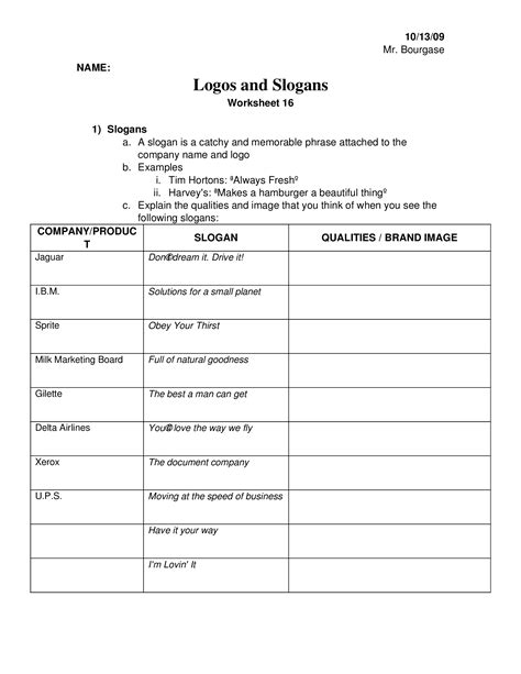 (DOC) logos and slogans worksheet - DOKUMEN.TIPS