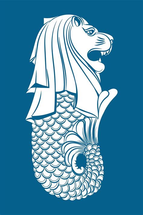 Merlion statue on blue