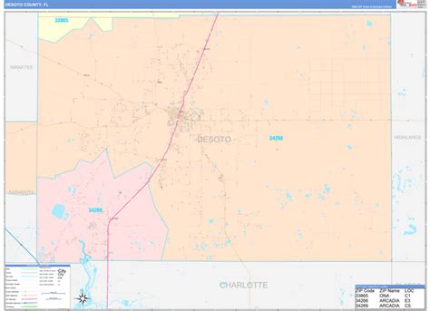 DeSoto County, FL Wall Map Color Cast Style by MarketMAPS - MapSales