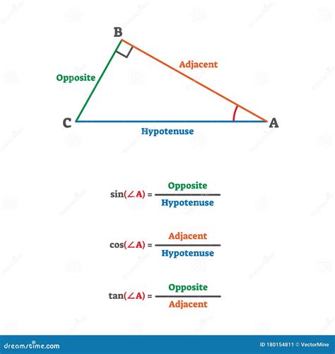 Trigonometry Triangle Proportion Formulas Stock Vector - Illustration ...