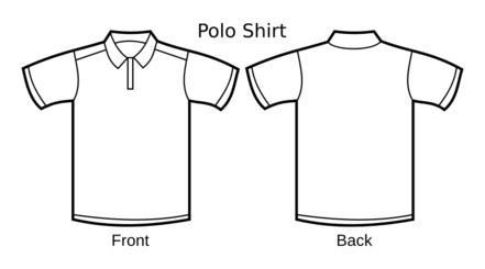 Polo Shirt Technical Fashion Flat Sketch Vector Template Front And Back Pique Cotton Jersey ...