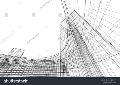 Abstract Architecture Linear Drawing Vector Illustration Stock Vector (Royalty Free) 2113217474 ...