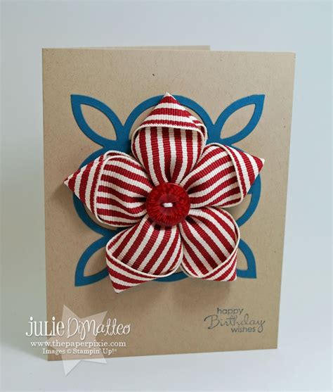 Ribbon Flower Pin Card - The Paper Pixie