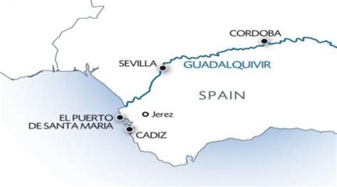 Guadalquivir river map - Guadalquivir map (Andalusia - Spain)