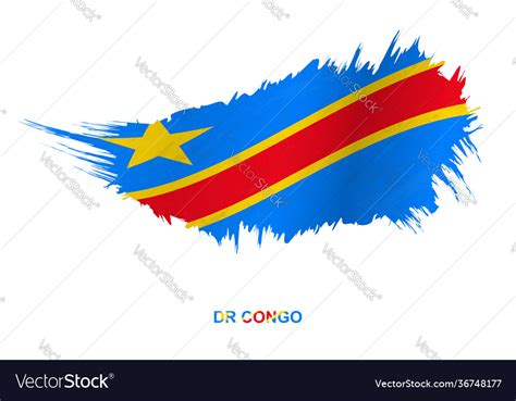 Flag dr congo in grunge style with waving Vector Image