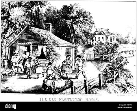 SLAVERY: PLANTATION LIFE. /n'The Old Plantation Home.' Lithograph by Currier and Ives, 1872 ...