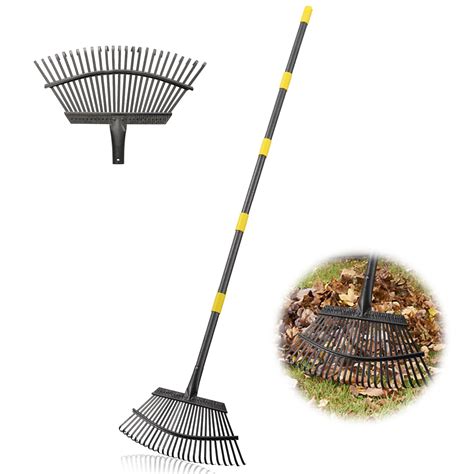 Leaf Rake for Gardening - 18" Wide Garden Rake for Leaves,25 Tines Yard Rakes for Lawns Heavy ...