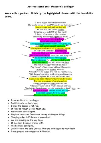 Macbeth: Soliloquy Analysis for EAL Students | Teaching Resources