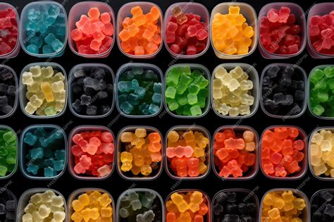 Premium AI Image | Generative AI illustration of vast array of different gummy bear flavors in ...