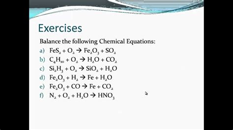 50 Examples Of Balanced Chemical Equations