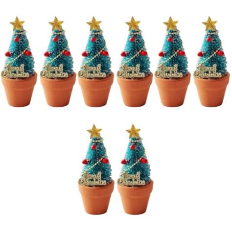 8 Pcs Dollhouse Christmas Tree Girl Room Decor Artificial Potted Plant ...